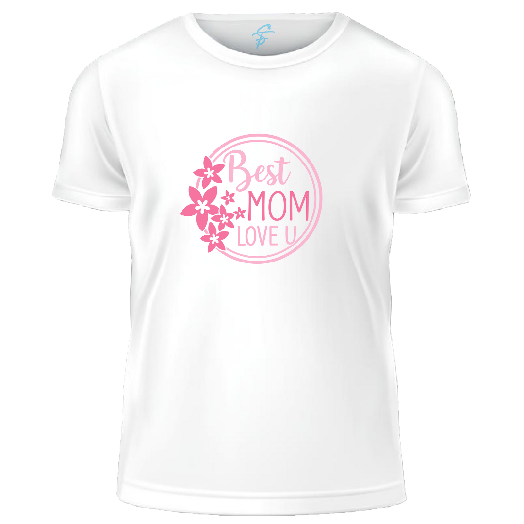 Best Mom Love U T-Shirt with Pink Floral Design, Mother's Day Gift